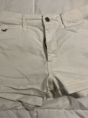 Hollister Womens White Denim Shorts Size 5 W27 Mid Rise Stretch Jean Shorts